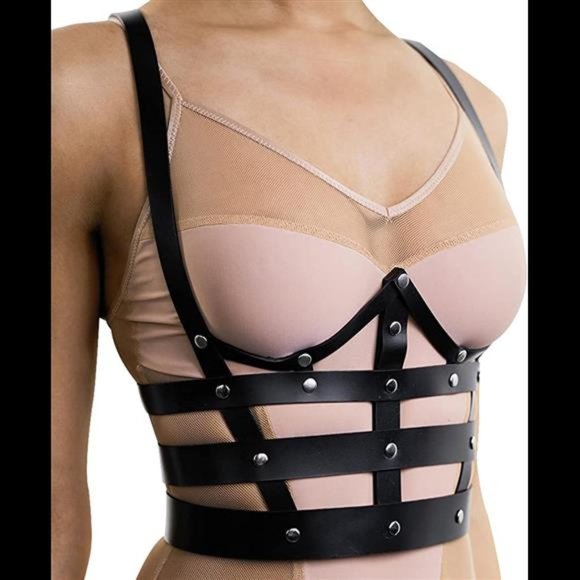 Women’s Leather Straps Body Chest Harness Caged Punk Waist Belts Adjustable main image 5